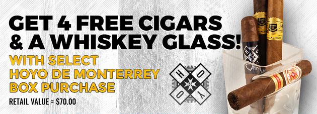 Four Free Cigars and a Whiskey Glass!